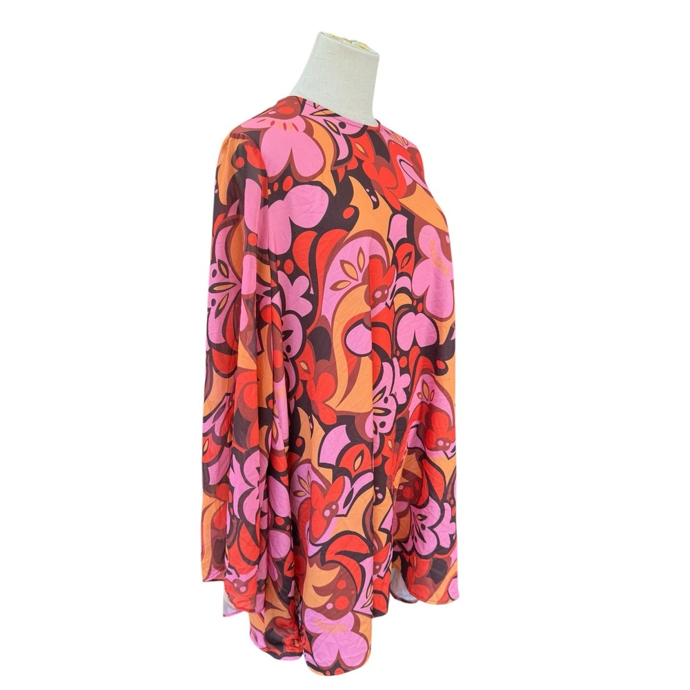 Twisted Wunder London Pink Orange Floral‎ Psychedelic Mini Dress  US 14 retro